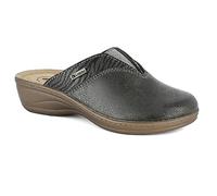 inblu Mules Femme Cuir Pantoufle Femme Avec Talon Chausson Maison Femme Orthopedique Confortable, Gris Foncé, 38 EU