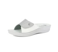 inblu Sandales à Bande colorée pour Femme avec Fermeture réglable en Velcro, Plantaire Anatomique, du 35 au 41 Glissante, Argent, 38 EU
