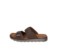 inblu Sandales à double bande avec boucles réglables, semelle de propreté en cuir véritable pour homme, marron foncé, 43 EU