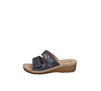 inblu Sandales à double bande pour femme avec décoration géométrique, semelle intérieure en cuir véritable sandales pour femme, bleu, 37 EU