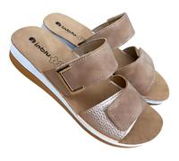 inblu Sandales compensées pour femme avec sangle réglable et semelle légère, Platine, 37 EU