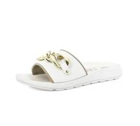 inblu Sandales de Plage pour Femme Blanches avec Bandeau et Maxi chaîne Changeante colorée, 35/41 Glissante, Platine, 39 EU