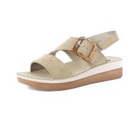 inblu Sandales pour Femme avec Boucle et Fermeture réglable avec Velcro, intérieure en Cuir véritable et Semelle Bicolore, du 35 au 41, Sable, 38 EU