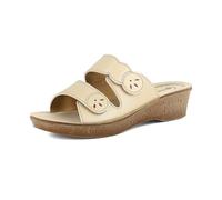 inblu Sandales pour Femme, Couleur Unie, avec Double Bande et Fermeture en Velcro, Plantaire Anatomique, 35/41 Glissante, Platine, 40 EU