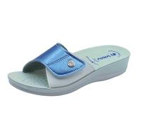 inblu VR000061 Jeans Chaussons pour femme en cuir synthétique avec fermeture à déchirure et compensée basse, denim, 35 EU