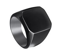 INBLUE Bagues Chevalières Monogramme Initiales Gravées Personnalisées pour Hommes Femmes Bagues en Acier Inoxydable Personnaliser Les Bijoux avec Ajusteur de Taille de Bague Noir Taille 75