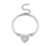 INBLUE Bijoux Crémation pour Femmes, Bracelet Médaillon Urne en Acier Inoxydable de Cœur Funéraire pour Cendres, Bracelets Commémoratif Personnalisé avec Photo/Nom Souvenir de Cendres -A3