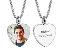 INBLUE Collier de Crémation de Coeur d'Aile d'Ange Personnalisable, Pendentif Commémoratif Personnalisé pour les Proches (Normal & Argent)