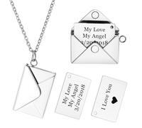 INBLUE Collier Médaillon Personnalisé pour Femme Pendentif Lettre d'Amour avec Message Secret Collier Enveloppe Personnalisé avec Photo Bijoux pour Couples Cadeaux pour Maman Épouse Amie - C1