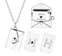 INBLUE Collier Médaillon Personnalisé pour Femme Pendentif Lettre d'Amour avec Message Secret Collier Enveloppe Personnalisé avec Photo Bijoux pour Couples Cadeaux pour Maman Épouse Amie - E1