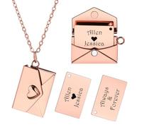 INBLUE Collier Médaillon Personnalisé pour Femme Pendentif Lettre d'Amour avec Message Secret Collier Enveloppe Personnalisé avec Photo Bijoux pour Couples Cadeaux pour Maman Épouse Amie - E3