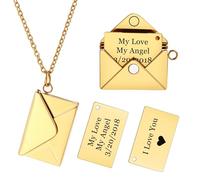 INBLUE Collier Médaillon Personnalisé pour Femme Pendentif Lettre d'Amour avec Message Secret Collier Enveloppe Personnalisé avec Photo Bijoux pour Couples Cadeaux pour Maman Épouse Amie - C2