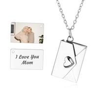 INBLUE Collier Médaillon Personnalisé pour Femme Pendentif Lettre d'Amour avec Message Secret Collier Enveloppe Personnalisé avec Photo Bijoux pour Couples Cadeaux pour Maman Épouse Amie - D1