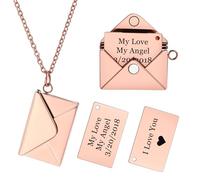 INBLUE Collier Médaillon Personnalisé pour Femme Pendentif Lettre d'Amour avec Message Secret Collier Enveloppe Personnalisé avec Photo Bijoux pour Couples Cadeaux pour Maman Épouse Amie - C3