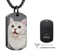 INBLUE Collier Urne Personnalisé pour Cendres Coeur Pendentif Acier Inoxydable, Gravure Photo Chien Chat Nom, Bijoux de Crémation pour Femmes Hommes avec Trousse d'entonnoir Ailes d'Ange