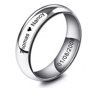 INBLUE personnalisé promesse Anneaux Gravure nom Date Anneaux pour Femmes Filles Meilleur ami fête des mères en Acier Inoxydable Bande de Mariage Bague Bijoux Saint Valentin Cadeau pour Elle