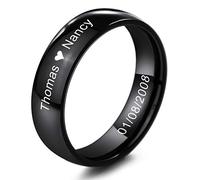 INBLUE personnalisé promesse Anneaux Gravure nom Date Anneaux pour Femmes Filles Meilleur ami fête des mères en Acier Inoxydable Bande de Mariage Bague Bijoux Saint Valentin Cadeau pour Elle