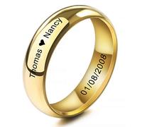 INBLUE personnalisé promesse Anneaux Gravure nom Date Anneaux pour Femmes Filles Meilleur ami fête des mères en Acier Inoxydable Bande de Mariage Bague Bijoux Saint Valentin Cadeau pour Elle