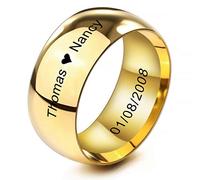 INBLUE personnalisé promesse Anneaux Gravure nom Date Anneaux pour Femmes Filles Meilleur ami fête des mères en Acier Inoxydable Bande de Mariage Bague Bijoux Saint Valentin Cadeau pour Elle