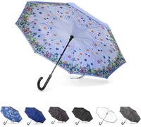 Inbrella Parapluie Pliant À Fermeture Inversée, Zodiaque, Taille Unique, Inbrella Parapluie À Fermeture Automatique Inversée Avec Crochet En J, Coupe-Vent Et Imperméable