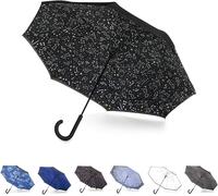 Inbrella Parapluie Pliant À Fermeture Inversée, Zodiaque, Taille Unique, Inbrella Parapluie À Fermeture Automatique Inversée Avec Crochet En J, Coupe-Vent Et Imperméable