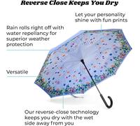 Inbrella Reverse Closure Folding Umbrella,Zodiac,One Size,InBrella Reverse Self-Closing Umbrella with J-Hook,Windproof and Waterproof