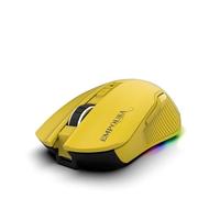İnca IMG-328MX Souris de jeu sans fil - Poids léger 89 g, capteur 7200 DPI, multi-connexion (2,4G/BT1/BT2), mode veille économe en énergie, souris de jeu RVB, 7 boutons programmables - Jaune