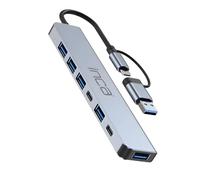 Inca Hub USB IUTP-7T avec 4 ports USB 2.0 + 3 ports USB 3.0, Power Delivery 100 W, type C avec protection de courant, débit de données 5 Gbps, boîtier en aluminium, compatible avec Windows & Mac