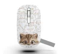 İnca Souris sans Fil avec Design Chat IWM-242K, Trois Modes : Bluetooth 5.4 + Bluetooth 5.4 + Souris Optique sans Fil 2,4 G, 800/1200/1600 DPI Souris Ergonomique silencieuse pour Ordinateur Portable