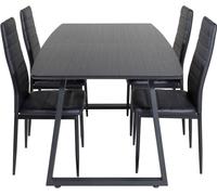 IncaBLBL ensemble table, table extensible longueur cm160 / 200 noir et 4 Slim High Back chaises SimilicuirPolyuréthanenoir.