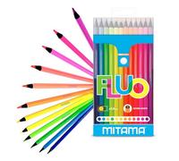 INCALL MITAMA - Pastels Fluo - Lot de 12 pastels - Pastels laqués Fluo - Mina avec grand trait 3,3 mm - Idéal pour dessiner, mettre en évidence - Couleurs scolaires - crayons