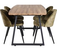 IncaNABL ensemble table, table extensible longueur cm160 / 200 El boisReproduction et 4 Velvet chaises Velours vert, noir.