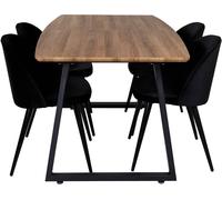 IncaNABL ensemble table, table extensible longueur cm160 / 200 El boisReproduction et 4 Velvet chaises Velours noir.