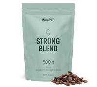 Incapto Café en Grain Naturel - Café Fort et Amer | Mélange d'Origines - Ouganda, Brésil et Pérou | Café en Grain Arabica 80% - Robusta 20% | Torréfaction Naturelle | Strong Blend | Paquet de 500 gr