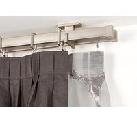 InCasa Double Tringle á Rideaux: 31 x 12 mm, L. 200 cm. en Acier satiné - Complet