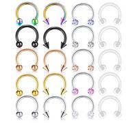 incaton 16 Gauge 10mm Anneau De Nez Piercing Septum Helix Targus Piercing Lèvre Anneaux Stud Piercing Retenue en Acier Inoxydable et Bioflex Plastique 16 Pièces