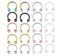 incaton 16 Gauge 8mm Anneau De Nez Piercing Septum Helix Targus Piercing Lèvre Anneaux Stud Piercing Retenue en Acier Inoxydable et Bioflex Plastique 16 Pièces