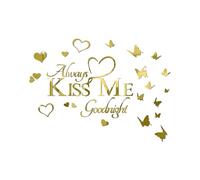 INCAUCA Always Kiss Me Goodnight Autocollant mural miroir à décoller et à coller pour chambre à coucher, décoration romantique pour couples romantiques, mots et citations, lettrage artistique sur le