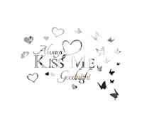 INCAUCA Always Kiss Me Goodnight Autocollant mural miroir à décoller et à coller pour chambre à coucher, décoration romantique pour couples romantiques, mots et citations, lettrage artistique sur le