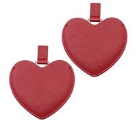 INCAUCA Lot de 2 mini miroirs de sac à main en acier inoxydable avec coque en cuir synthétique, miroir de poche compact en forme de cœur, joli petit miroir de maquillage de voyage, miroir portable