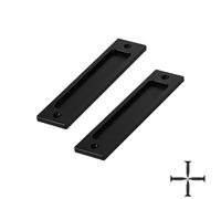 INCAUCA Lot de 2 poignées de porte de grange de 15,2 cm - Poignées de porte encastrées - Poignée de porte de placard coulissante - Plaque plate rectangulaire pour porte de poche, tiroir, armoire (noir