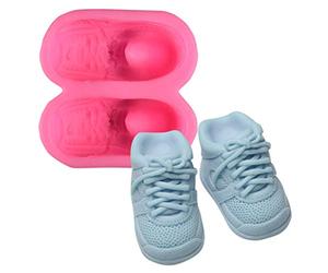 Incdnn Moules à gâteau 3D en silicone en forme de chaussures de bébé mignonnes pour pâte à sucre, chocolat, argile, bonbons, fondants, décoration de gâteaux