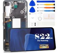 Incell Écran tactile de rechange avec cadre pour Samsung Galaxy S22 5G S901B G901U G901A G901W Noir fantôme sans empreintes digitales