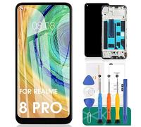 INCELL pour Realme 8 Pro Remplacement d'écran pour Realme 8 Pro Numériseur pour Realme 8 Pro RMX3081 Kits de réparation LCD avec Cadre (Noir, sans Identification d'empreintes digitales)