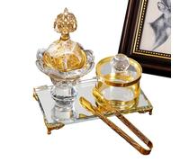 Incense Burner, Middle Eastern Coil Incense Holder with Tong, Decorative Candle Stand, Sturdy Tabletop Aromatherapy Ornament, Elegant Decor for Yoga Spa Meditation Room Tea House