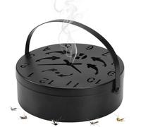 Incense Coil Holder Box - Iron Ash Catcher Container | Dependable Reusable Incense Coil Burner Lidded Box for Living Room Bedroom Courtyard Garden Yoga Reading Sleeping Camping