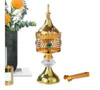 Incense Holder, Decorative Metal Coil Censer, 1 Piece, Middle Eastern Style Burner with Lid, Elegant Fragrance Diffuser for Yoga Studio Living Room Bedroom Hotel Study Spa Meditation and Relaxation