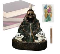 Incense Waterfall Burner - Skull Rockery Halloween Incense Holder | Home Decor for Meditation, Yoga, Ceremony, Outdoor, Festival, Holiday Or Spooky Seasonal Decoration, 4.02x3.74x4.65in