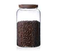 INCETUE Bocal en verre de 2500 ml avec couvercle, hermétique, couvercle en bambou, pour spaghetti, céréales, pâtes, thé, café, épices