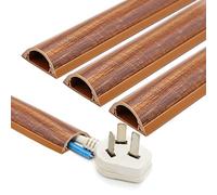 INCETUE Lot de 13 goulottes plates autocollantes aspect bois - Cache-câbles semi-circulaire pour câbles encastrés - En PVC - 3 x 1,2 x 30 cm - Marron foncé